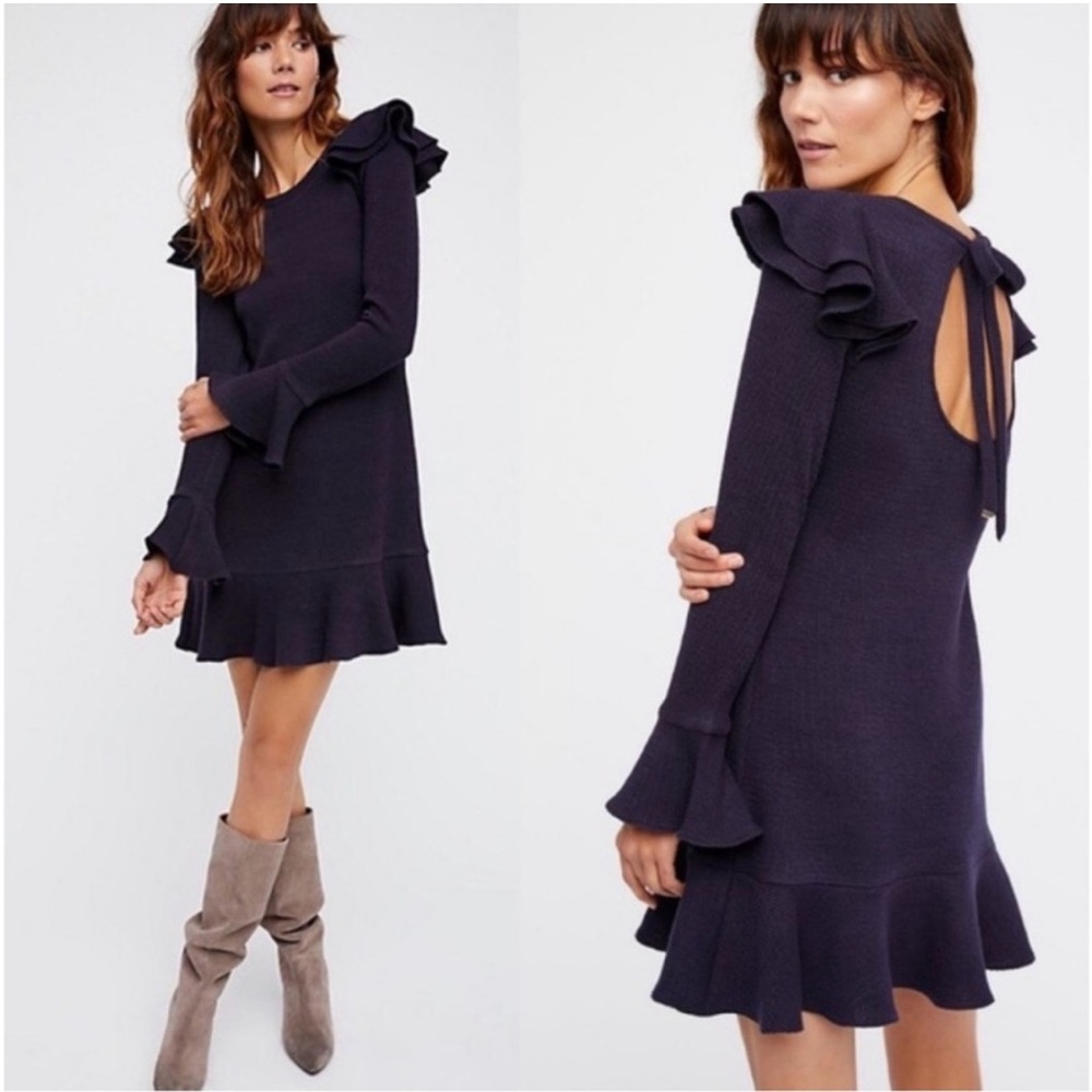 Saylor for free people navy bell sleeve dress